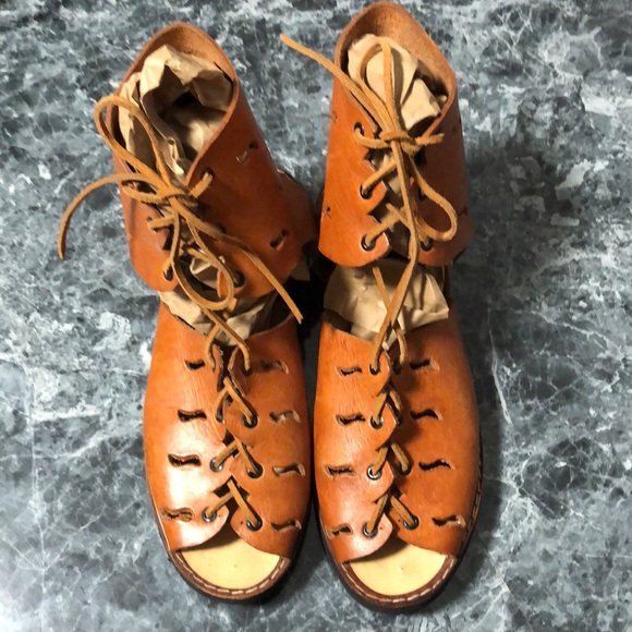 9 Leather Renaissance Medieval Sandals Shoes Lace Up Handmade Gladiator - Picture 3 of 7